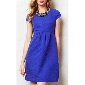 Anthropologie HD in Paris Empress Jacquard Cap Blue Dress, Women’s Size 14